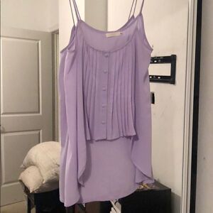 Lilac HiLow New Schiffon Purple Tank Shirt Buttons
